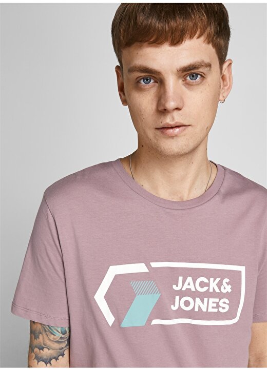 Jack & Jones 12204902_Jcologan Tee Ss Crew Neck O Yaka Regular Fit Baskılı Açık Mor Erkek T-Shirt 2