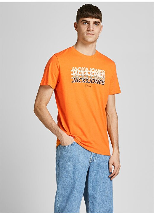 Jack & Jones 12205503_Jorbrady Tee Bisiklet Yaka Standart Kalıp Baskılı Açık Sarı Erkek T-Shirt 1