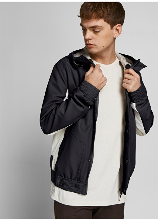 Jack & Jones 12205621_Jcojakob Light Jacket Düz Yaka Normal Kalıp Siyah Erkek Mont 3