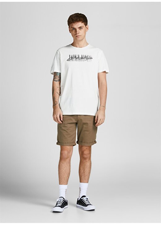 Jack & Jones O Yaka Regular Fit Baskılı Kırık Beyaz Erkek T-Shirt - 12205957_Jorjungle Script Tee 2