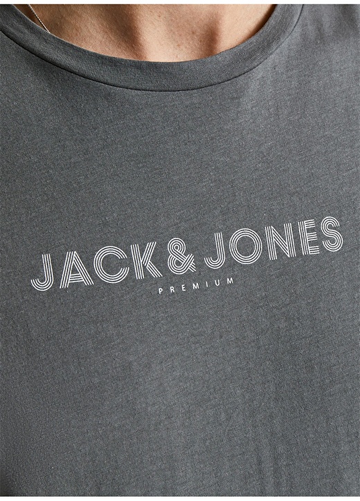 Jack & Jones 12208467_Jprblabooster Tee O Yaka Regular Fit Baskılı Gri Erkek T-Shirt 4