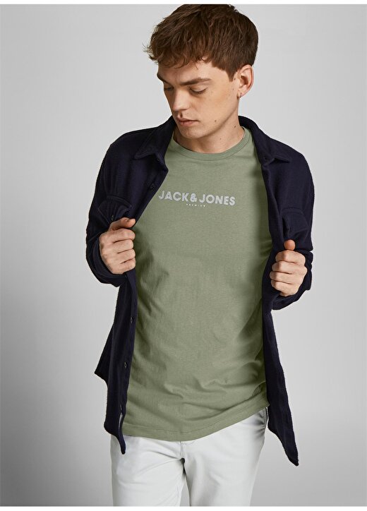 Jack & Jones 12208467_Jprblabooster Tee O Yaka Regular Fit Baskılı Açık Yeşil Erkek T-Shirt 4