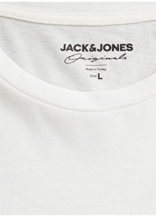 Jack & Jones 12210369_Jorsurf Uv Tee O Yaka Regular Fit Baskılı Kırık Beyaz Erkek T-Shirt 2
