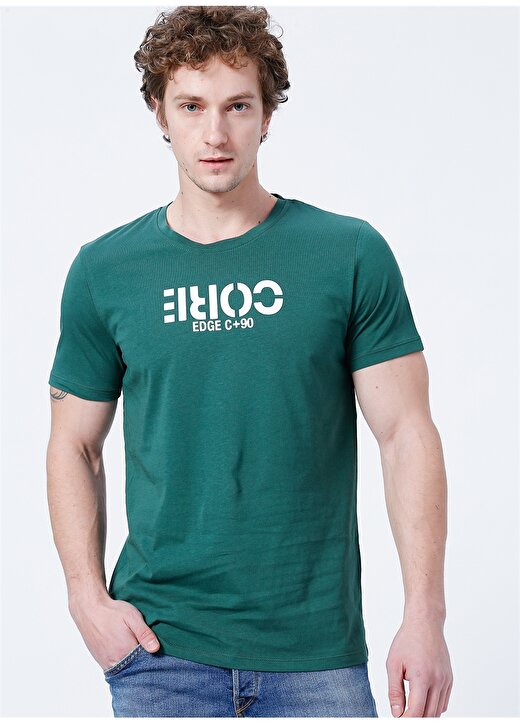 Jack & Jones 12219484_Jcolab Tee Bisiklet Yaka Standart Kalıp Baskılı Koyu Yeşil Erkek T-Shirt 3