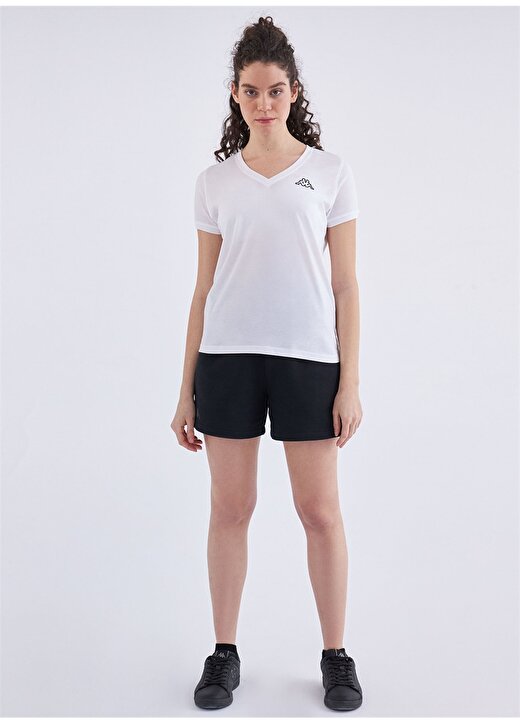 Kappa 361D5uw001 W Logo Cabou Bisiklet Yaka Regular Fit Düz Beyaz Kadın T-Shirt 1