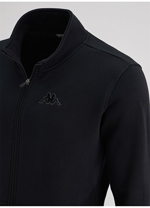 Kappa 321H24W005 M Logo Zentil Dik Yaka Regular Fit Düz Siyah Erkek Zip Ceket 3