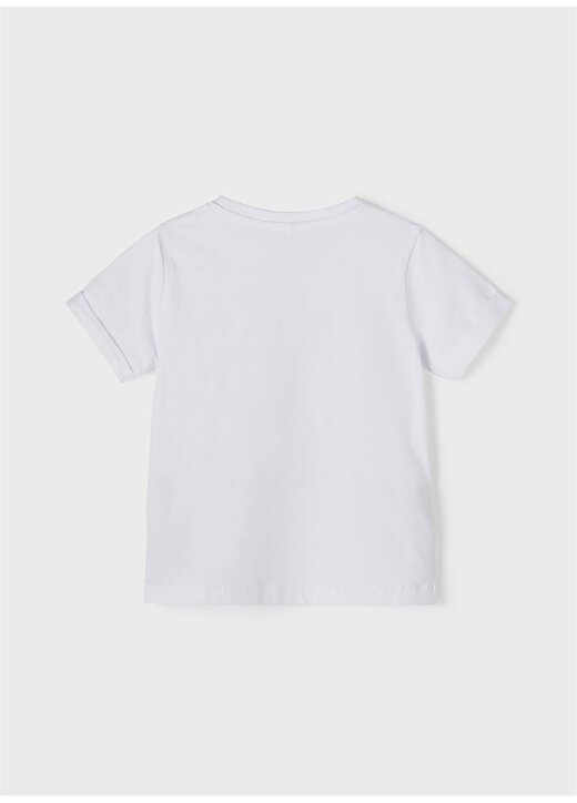 Name İt Beyaz Erkek Bebek Bisiklet Yaka Kısa Kollu Baskılı T-Shirt 13199805 2
