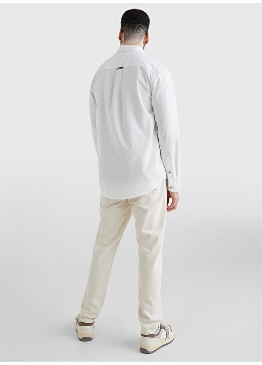 Tommy Jeans Beyaz Erkek Keten Karışımlı Gömlek DM0DM13031-YBR_TJM LINEN BLEND SPRI 3