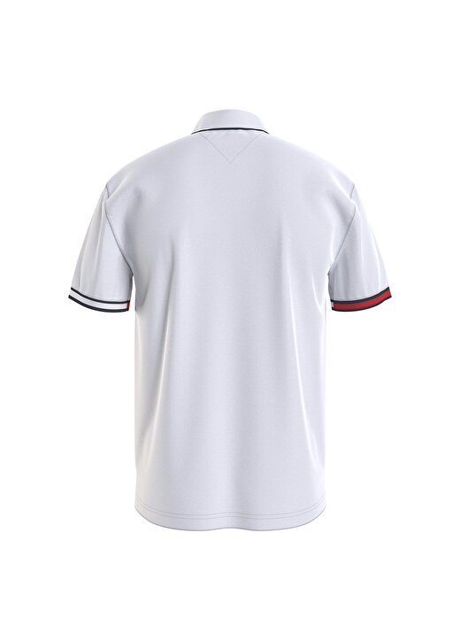 Tommy Jeans Düz Beyaz Erkek Polo T-Shirt DM0DM12963-YBR_TJM REG FLAG CUFFS P 4