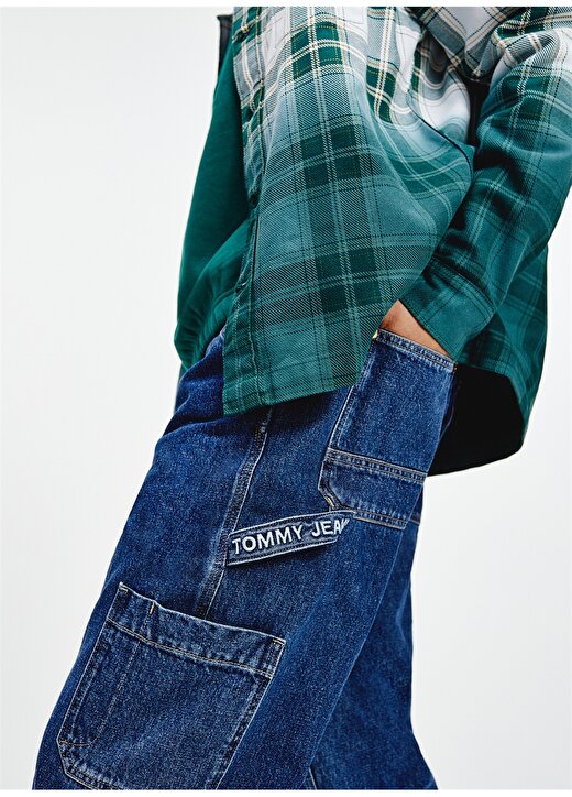 Tommy Jeans Oversized Yeşil Erkek Oduncu Gömlek - DM0DM12332-L6N _Tjm Dip Dye Check Ov 4