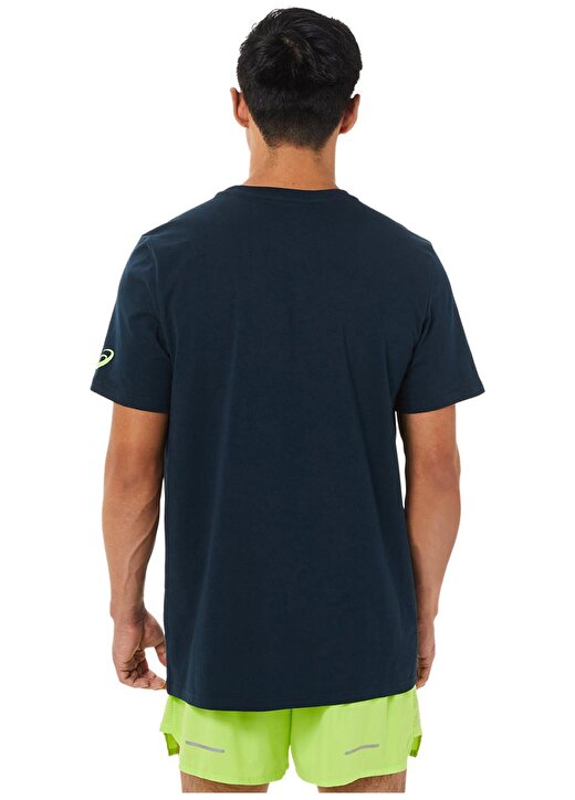 Asics O Yaka Normal Kalıp Düz Mavi Erkek T-Shirt 3