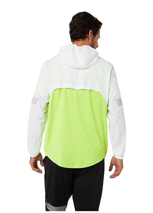 Asics 2011C367-102 Lite-Show Jacket Kapüşonlu Normal Kalıp Düz Beyaz Erkek Yağmurluk 3