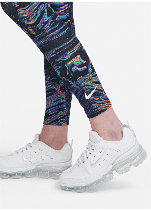 Nike Normal Bel Tights Fit Desenli Siyah - Gri - Gümüş Kadın Tayt - DJ4130-010 Nike Sportswear 4