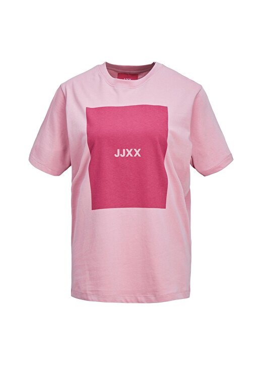 JJXX Jxamber Ss Relaxed Every Square Teyuvarlak Yaka Rahat Kalıp Baskılı Pembe Kadın T-Shirt 1