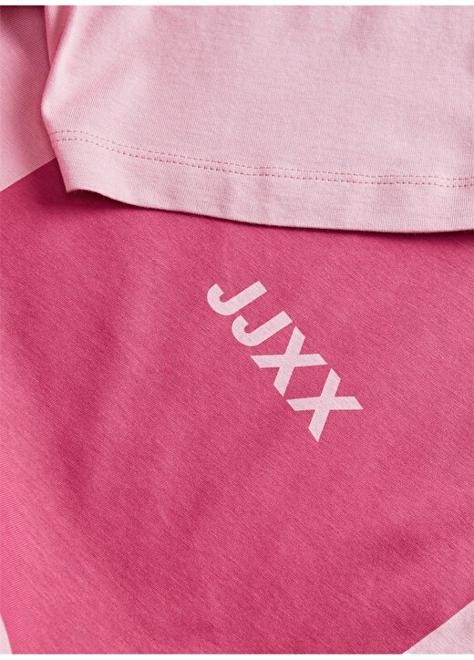 JJXX Jxamber Ss Relaxed Every Square Teyuvarlak Yaka Rahat Kalıp Baskılı Pembe Kadın T-Shirt 4