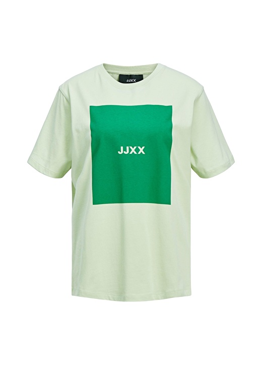 JJXX Jxamber Ss Relaxed Every Square Teyuvarlak Yaka Rahat Kalıp Baskılı Açıkyeşil Kadın T-Shirt 1