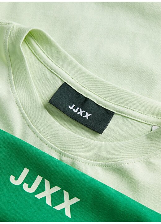 JJXX Jxamber Ss Relaxed Every Square Teyuvarlak Yaka Rahat Kalıp Baskılı Açıkyeşil Kadın T-Shirt 4