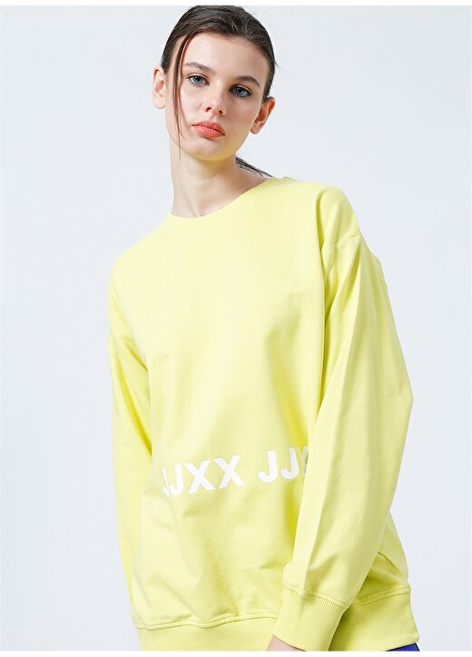 JJXX Yuvarlak Yaka Rahat Kalıp Düz Sarı Kadın Sweatshirt - Jxadalie Ls Loose Sweat By 2