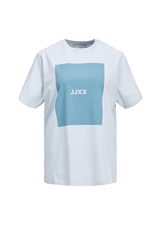 JJXX Jxamber Ss Relaxed Every Square Teyuvarlak Yaka Rahat Kalıp Baskılı Açıkmavi Kadın T-Shirt 1