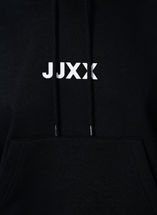 JJXX Kapüşonlu  Oversize Düz Siyah Kadın Sweatshirt  -  Jxcarla Ls Oversize Hoodie By 4