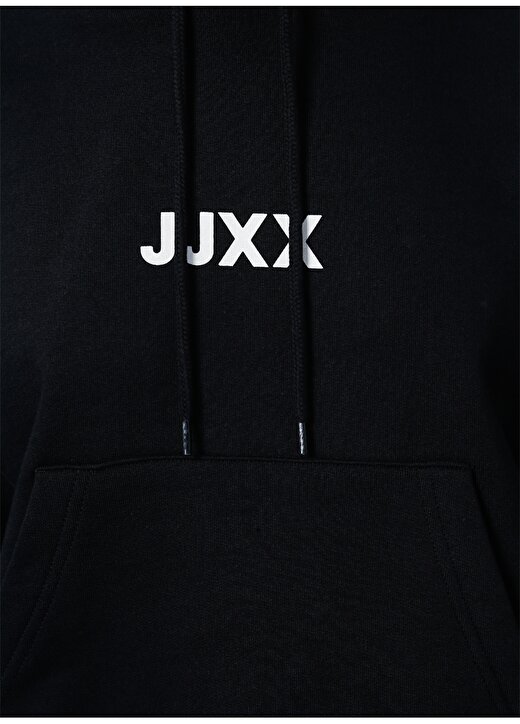 JJXX Kapüşonlu Oversize Düz Siyah Kadın Sweatshirt - Jxcarla Ls Oversize Hoodie By 4