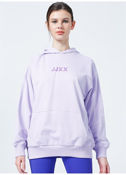 JJXX Kapüşonlu Rahat Kalıp Düz Lila Kadın Sweatshirt - Jxbeth Ls Loose Hoodie By 2