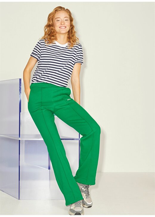 JJXX Jxcamilla Mw Regular Time Pants By Normal Bel Düz Yeşil Kadın Pantolon 2