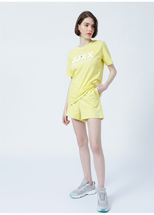 JJXX Jxallison Rel Every Shorts By Normal Bel Rahat Kalıp Düz Sarı Kadın Şort 1