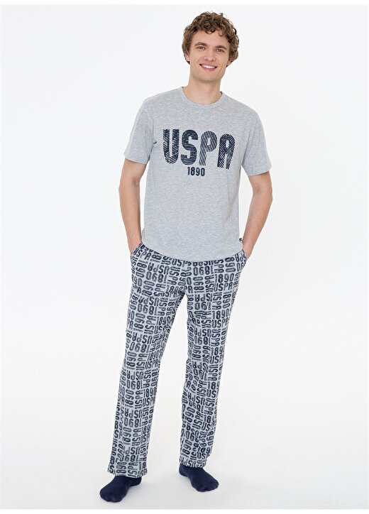 U.S. Polo Assn. Gri Melanj Erkek Pijama Takımı 2