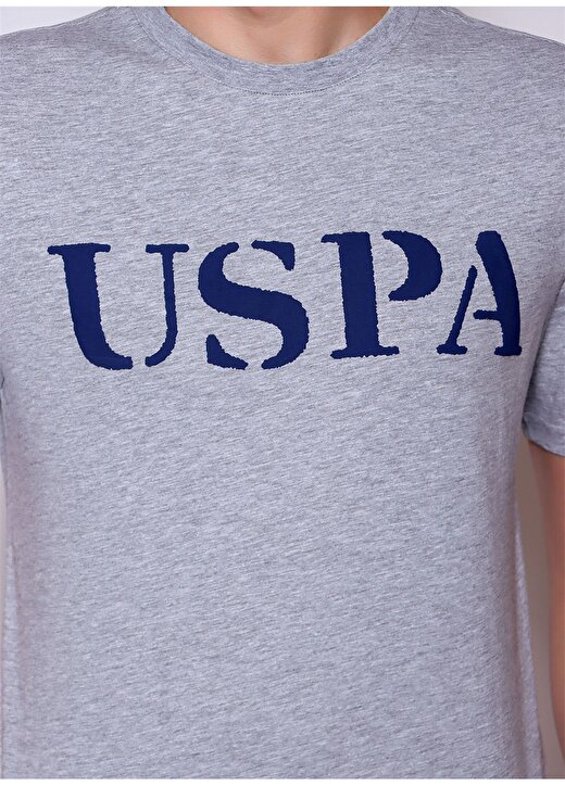 U.S. Polo Assn. Baskılı Gri Melanj Erkek Polo T-Shirt GEARTIY022 4