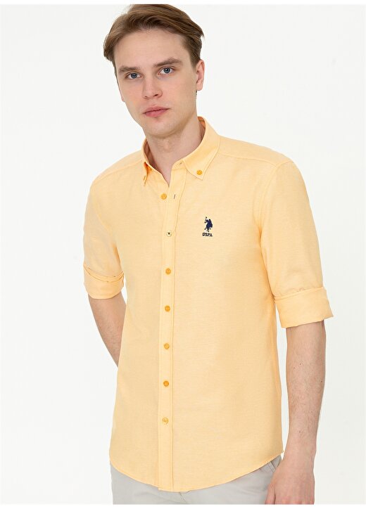 U.S. Polo Assn. GOX022Y Düğmeli Slim Fit Sarı Erkek Gömlek 2