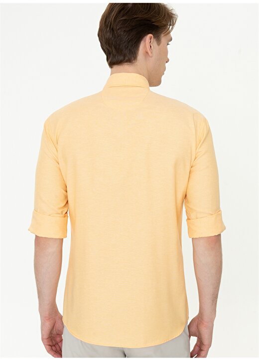 U.S. Polo Assn. GOX022Y Düğmeli Slim Fit Sarı Erkek Gömlek 4