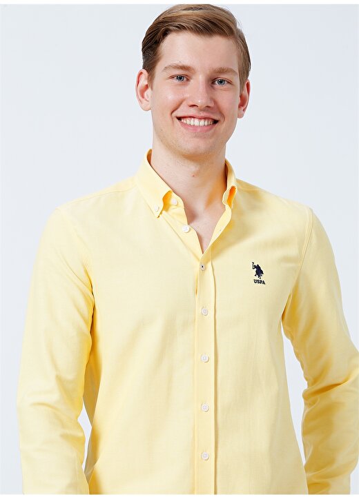 U.S. Polo Assn. Nova022y Düğmeli Slim Fit Sarı Erkek Gömlek 3