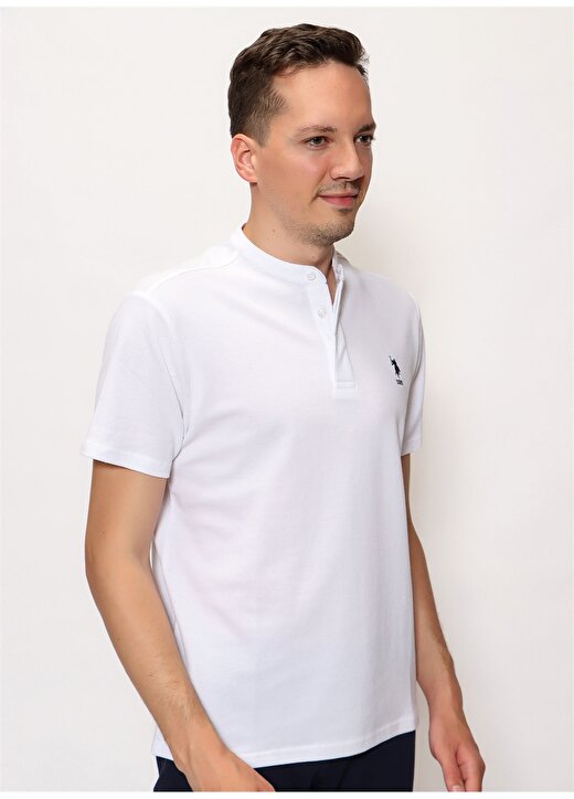 U.S. Polo Assn. SANCHOIY022 V Yaka Regular Fit Beyaz Erkek T-Shirt 2