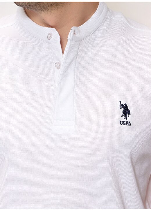 U.S. Polo Assn. SANCHOIY022 V Yaka Regular Fit Beyaz Erkek T-Shirt 4