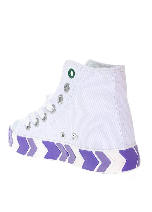 Benetton Beyaz - Mor Kız Çocuk Keten Yürüyüş Ayakkabısı BN-30634 316 2