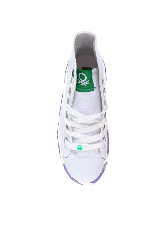 Benetton Beyaz - Mor Kız Çocuk Keten Yürüyüş Ayakkabısı BN-30634 316 4