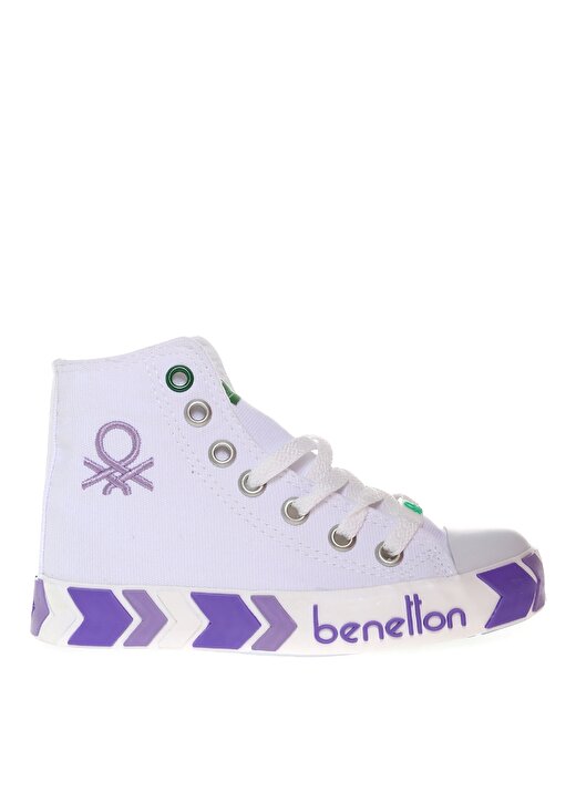 Benetton Beyaz - Mor Kız Çocuk Keten Yürüyüş Ayakkabısı BN-30634 316 1
