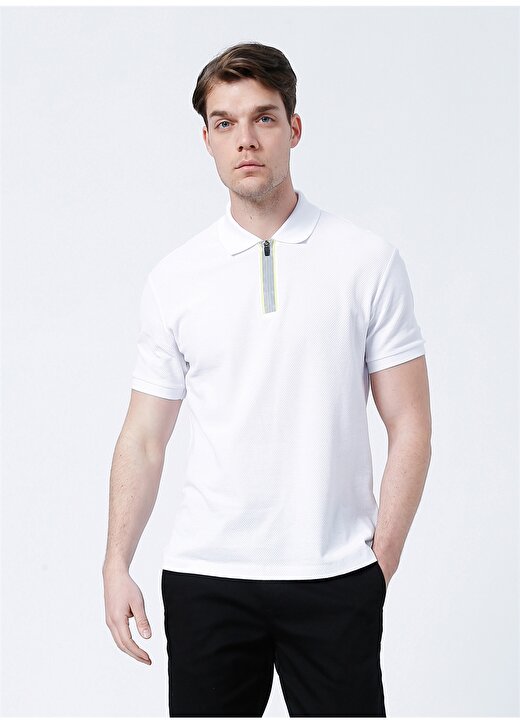 Network Polo Yaka Petek Beyaz Erkek Polo T-Shirt 1082045 3