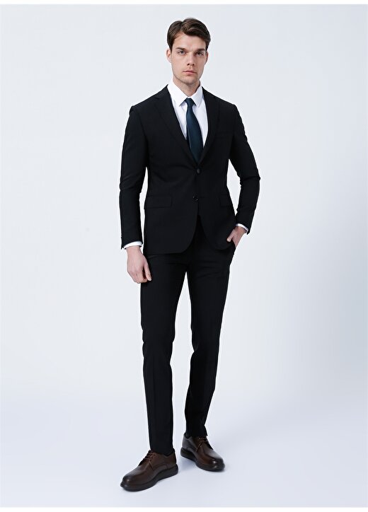 Network Ceket Yaka Slim Fit Düz Siyah Erkek Takım Elbise - 1083092 2