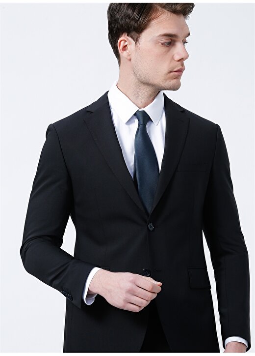 Network Ceket Yaka Slim Fit Düz Siyah Erkek Takım Elbise - 1083092 3