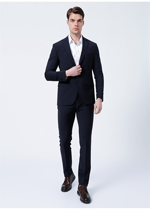 Network Ceket Yaka Slim Fit Düz Lacivert Erkek Takım Elbise - 1083092 2