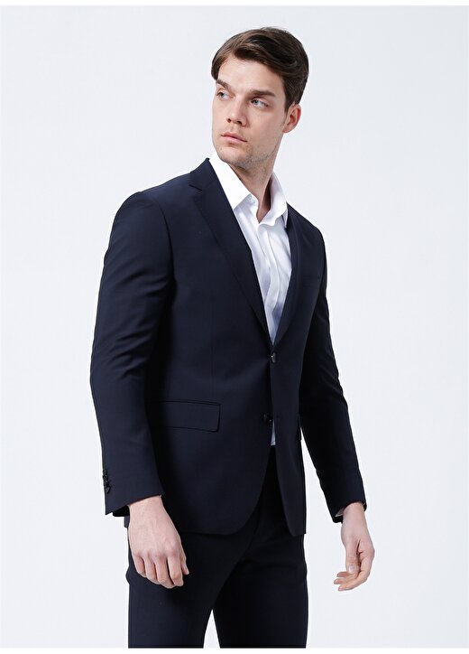 Network Ceket Yaka Slim Fit Düz Lacivert Erkek Takım Elbise - 1083092 3