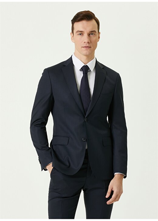 Network Ceket Yaka Normal Bel Slim Fit Diyagonal Lacivert Erkek Takım Elbise - 1083093 2