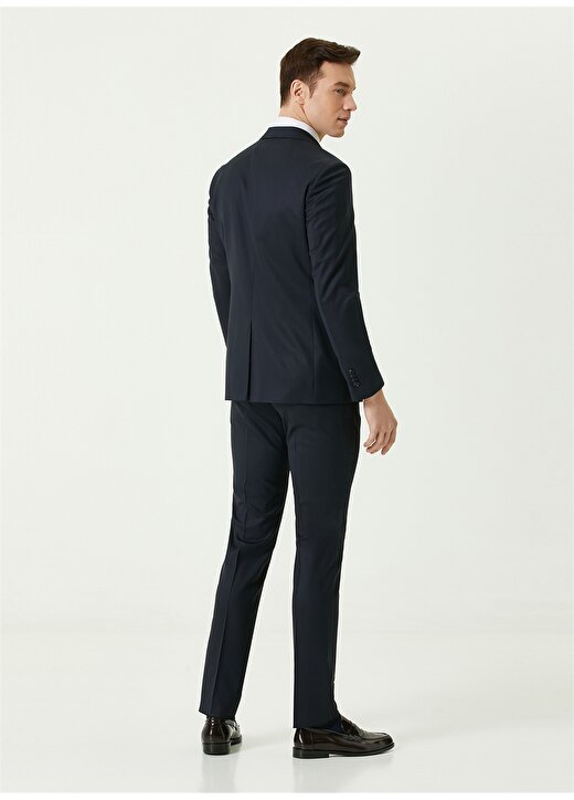 Network Ceket Yaka Normal Bel Slim Fit Diyagonal Lacivert Erkek Takım Elbise - 1083093 4