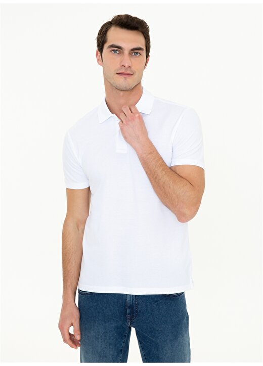 Pierre Cardin Polo Yaka Düz Beyaz Erkek Polo T-Shirt EARTH 3