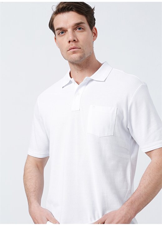 Pierre Cardin Polo Yaka Düz Beyaz Erkek Polo T-Shirt EARTH-R 3
