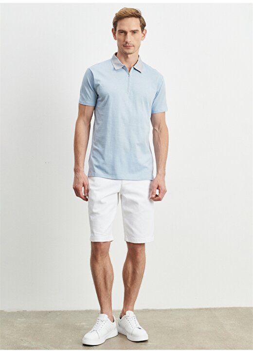 Altınyıldız Classics Düz Mavi - Beyaz Erkek Polo T-Shirt 4A4822200023 2