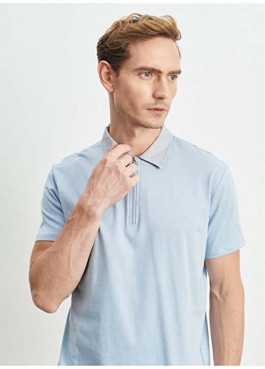 Altınyıldız Classics Düz Mavi - Beyaz Erkek Polo T-Shirt 4A4822200023 3