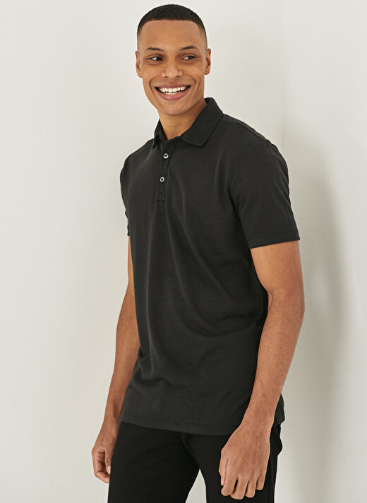 Altınyıldız Classics Polo Yaka Düz Siyah Erkek T-Shirt 4A4822200049 1